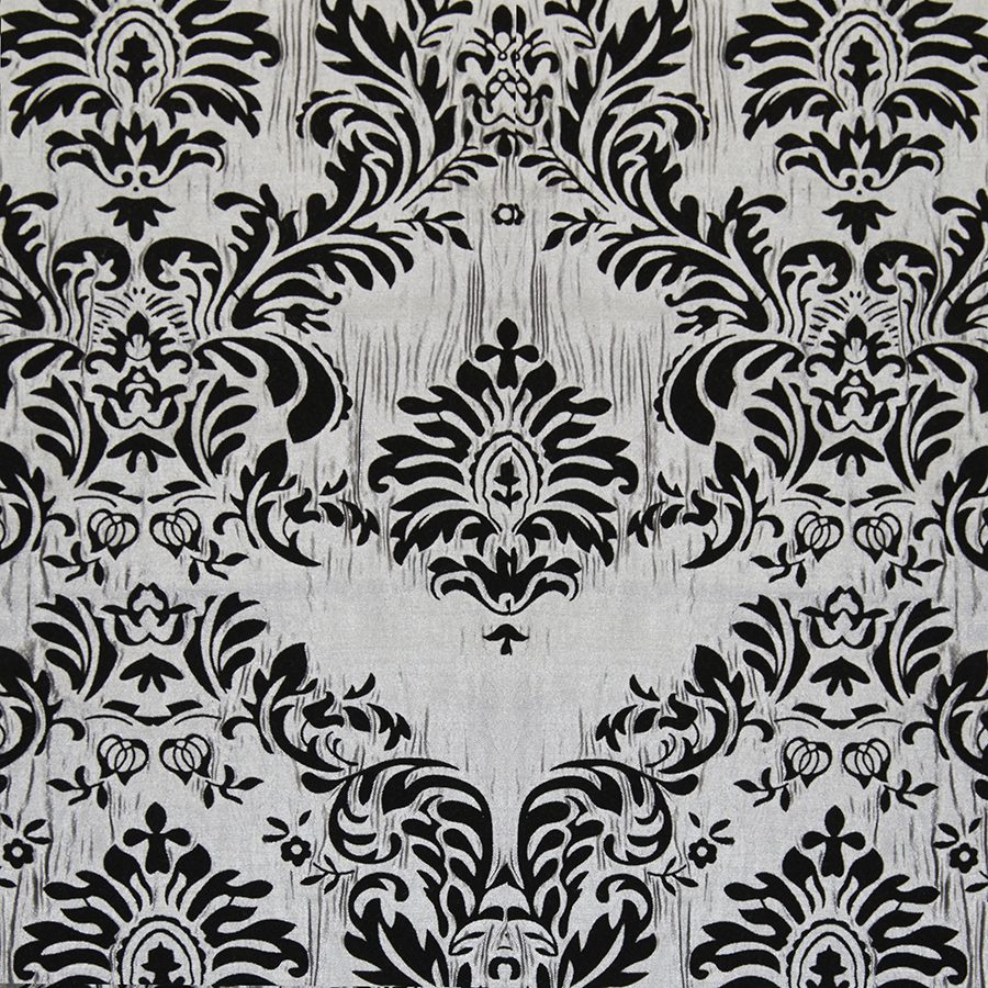 Specialty Amondine Black on Silver tablecloth